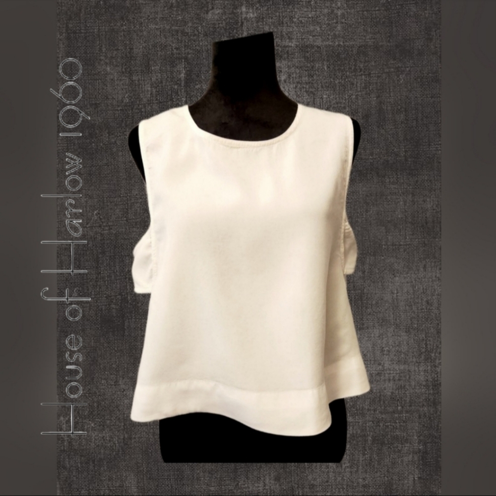 House of Harlow 1960 White Open Side Sleeveless Swing Top Size Large (B26)